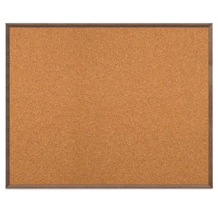 United Visual Products Wood Combo Board, 60"x36", Walnut/Black Porcelain & Forbo UVDECORK6036OAK-WALNUT-BLKPORC-FORBO